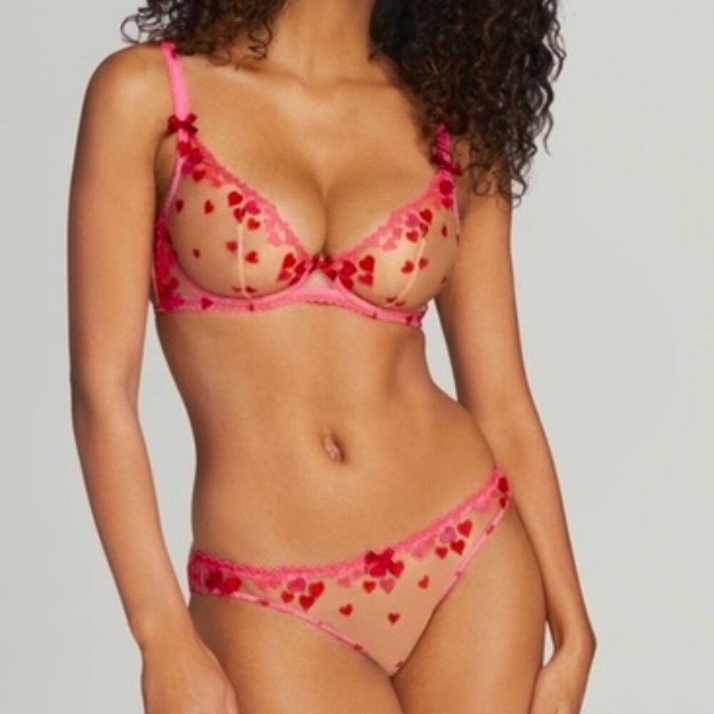 Agent Provocateur SET Cupid Red Heart BRA 36DD BRIEF Large NEW